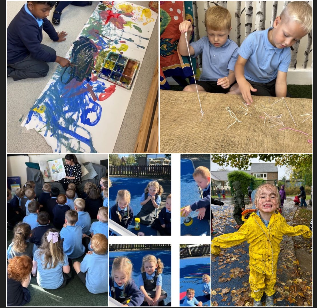 GCPSReception's tweet image. In our first half term we’ve been learning to read and write CVC words, helped maths monkey with his maths skills, practised riding our bikes without stabilisers, carried out lots of investigations, showed how creative we are and of course had lots of muddy fun! @GreenfieldsCPS