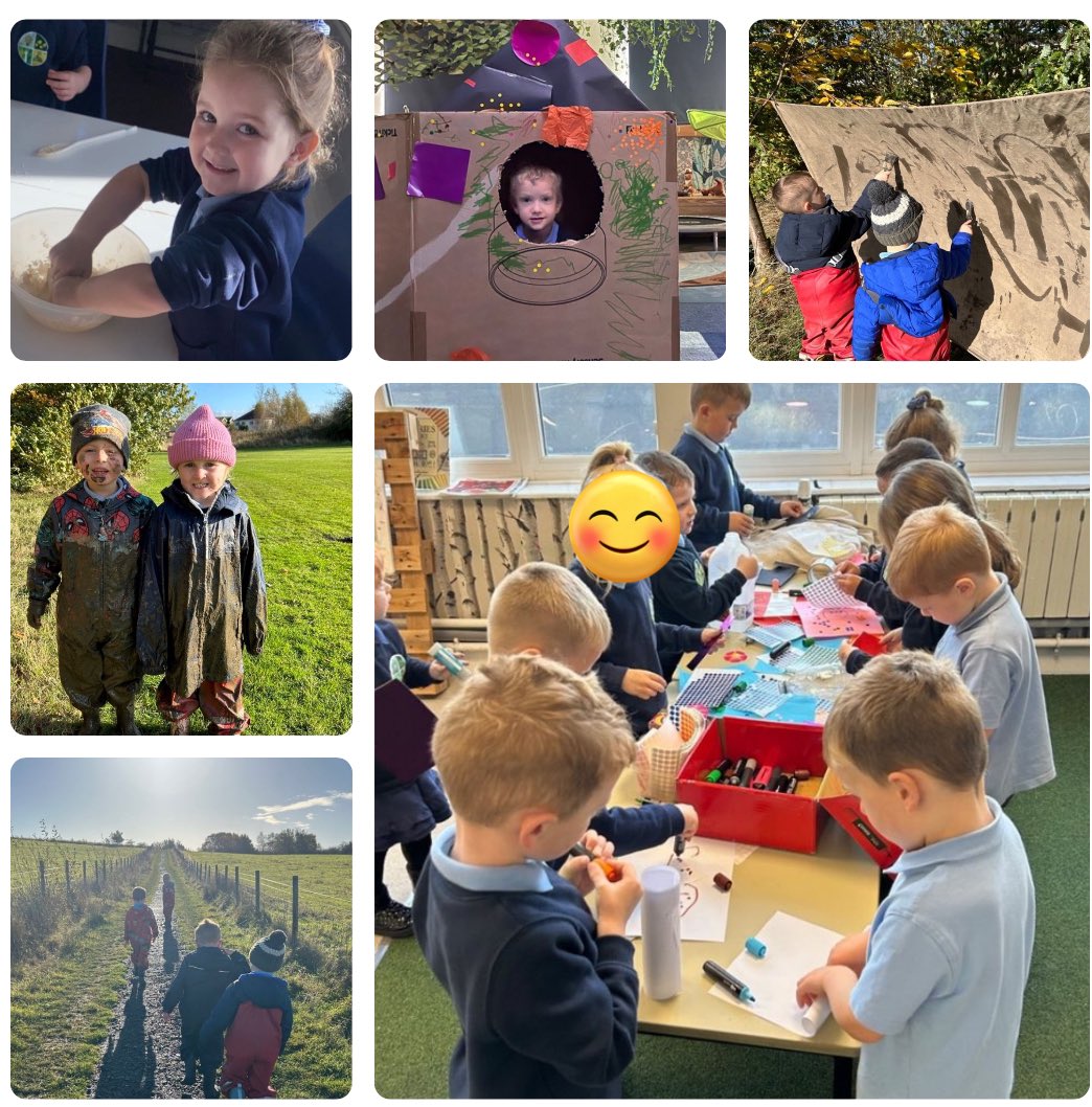 GCPSReception's tweet image. In our first half term we’ve been learning to read and write CVC words, helped maths monkey with his maths skills, practised riding our bikes without stabilisers, carried out lots of investigations, showed how creative we are and of course had lots of muddy fun! @GreenfieldsCPS