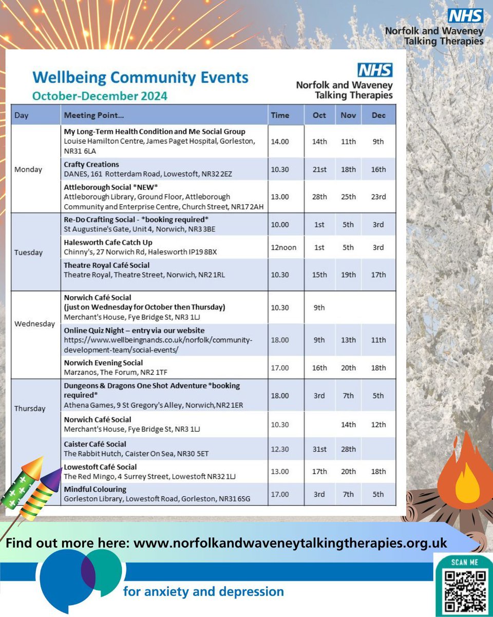 NandWTT's tweet image. 🌟 Take care of your mental health—join our socials! 🌟

Whether you prefer face-to-face or online support, we’ve got you covered! 

For any questions, email us at CDCTeam@norfolkandwaveneymind.org.uk 💚
buff.ly/37X8W2r 
#MentalHealthSupport #OpenToEveryone