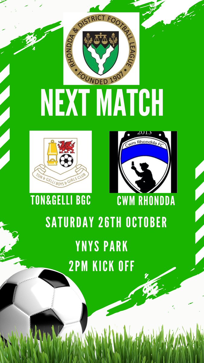 Big Game This Saturday For Ton&amp;Gelli Seniors As We Welcome Our Neighbours Up The Road Cwm Rhondda To Ynys Park. As Local Derby’s Go This Is Going To Be Up There 💚