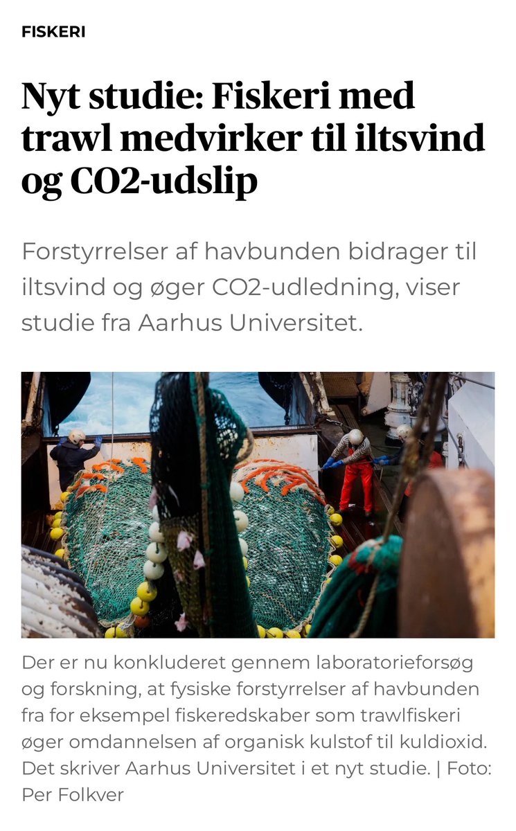 Når vi nu ved, at bundtrawl skader naturen, miljøet og klimaet, er det simpelthen ikke i orden, at det fortsat er tilladt stort set alle steder i de danske havområder - endda i vores beskyttede natur.

Vi skal have trawlfri områder nu! #dkpol #dkgreen