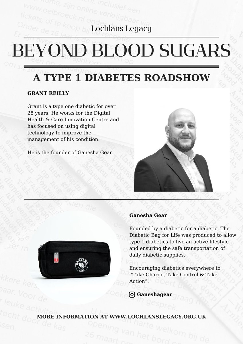 Lochlan's Legacy (@lochlanslegacy) on Twitter photo Our final guest speaker for Beyond Blood Sugars is <a href="/grantreilly/">Grant Reilly</a> Grant is a Trustee with Lochlan’s Legacy and works at <a href="/dhiscotland/">Digital Health & Care Innovation Centre (DHI)</a> DHI Scotland
Grant will be chatting about all things in the digital world, his lives experience with T1D and showcasing <a href="/GaneshaGear/">Diabetic Bag Of Life</a>
There is still Our final guest speaker for Beyond Blood Sugars is <a href="/grantreilly/">Grant Reilly</a> Grant is a Trustee with Lochlan’s Legacy and works at <a href="/dhiscotland/">Digital Health & Care Innovation Centre (DHI)</a> DHI Scotland
Grant will be chatting about all things in the digital world, his lives experience with T1D and showcasing <a href="/GaneshaGear/">Diabetic Bag Of Life</a>
There is still