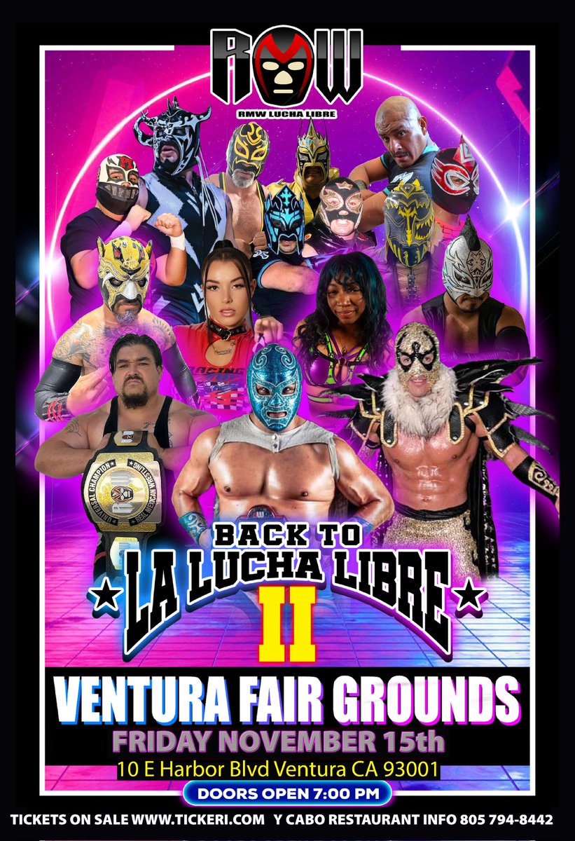La lucha libre is back to Ventura fair grounds Friday November 15th doors open 7 pm tickets now on sale tickeri.com/events/047ru3j… info 805 794-8442
