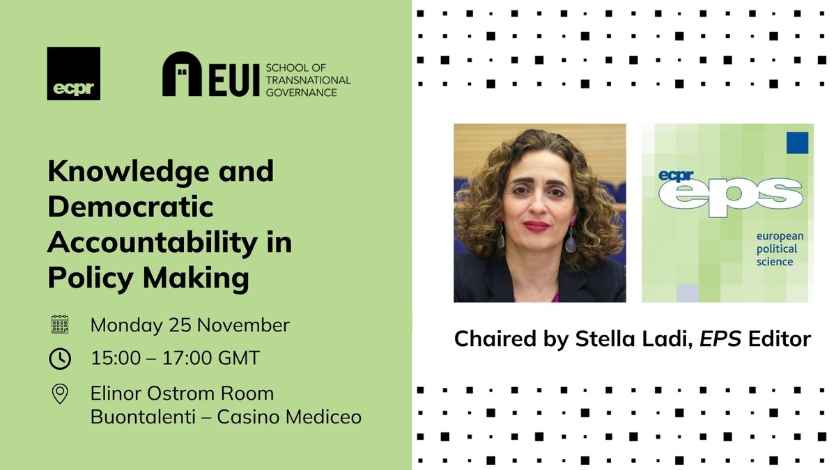 European Political Science Journal (@epsjournal) on Twitter photo 🍂 Autumn Event - 1 month to go 🍂
Join EPS at <a href="/STGEUI/">School of Transnational Governance</a> as our panel examines the role and accountability of experts in policy making.
With special guests: <a href="/HeatherGrabbe/">Heather Grabbe</a> <a href="/gaby_um/">gaby umbach</a> @ProfCRadaelli & Diane Stone
👉 bit.ly/3YyQkkJ 🍂 Autumn Event - 1 month to go 🍂
Join EPS at <a href="/STGEUI/">School of Transnational Governance</a> as our panel examines the role and accountability of experts in policy making.
With special guests: <a href="/HeatherGrabbe/">Heather Grabbe</a> <a href="/gaby_um/">gaby umbach</a> @ProfCRadaelli & Diane Stone
👉 bit.ly/3YyQkkJ