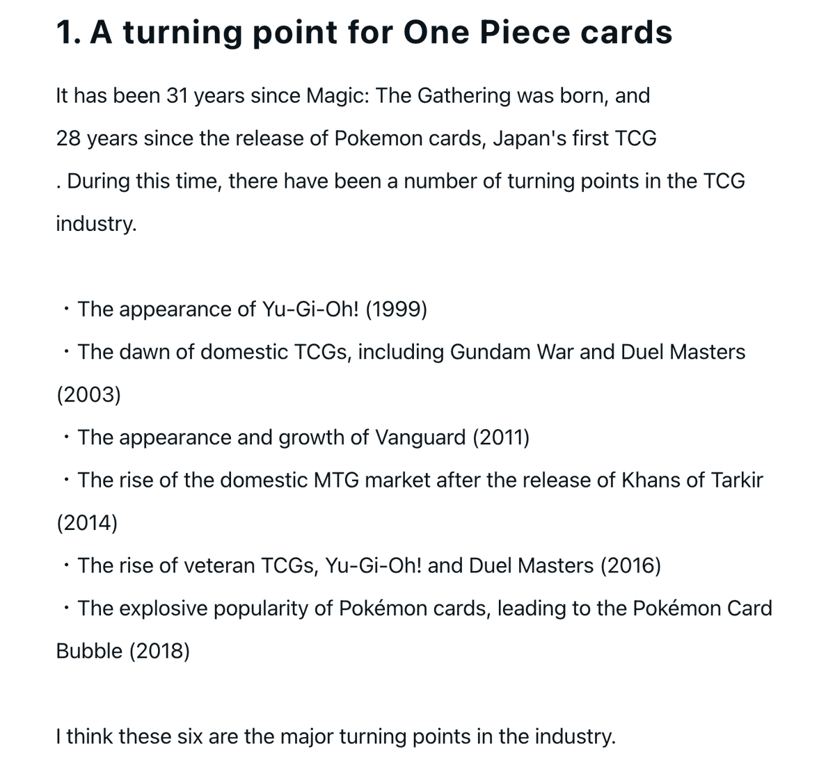 I read and watch a fair bit of content from people working in the TCG industry, and each time I see Vanguard's dawn be regarded as one of the big "turning points" of the TCG industry, I feel both glad, relieved, but also wonder how I can contribute to get the game back to that