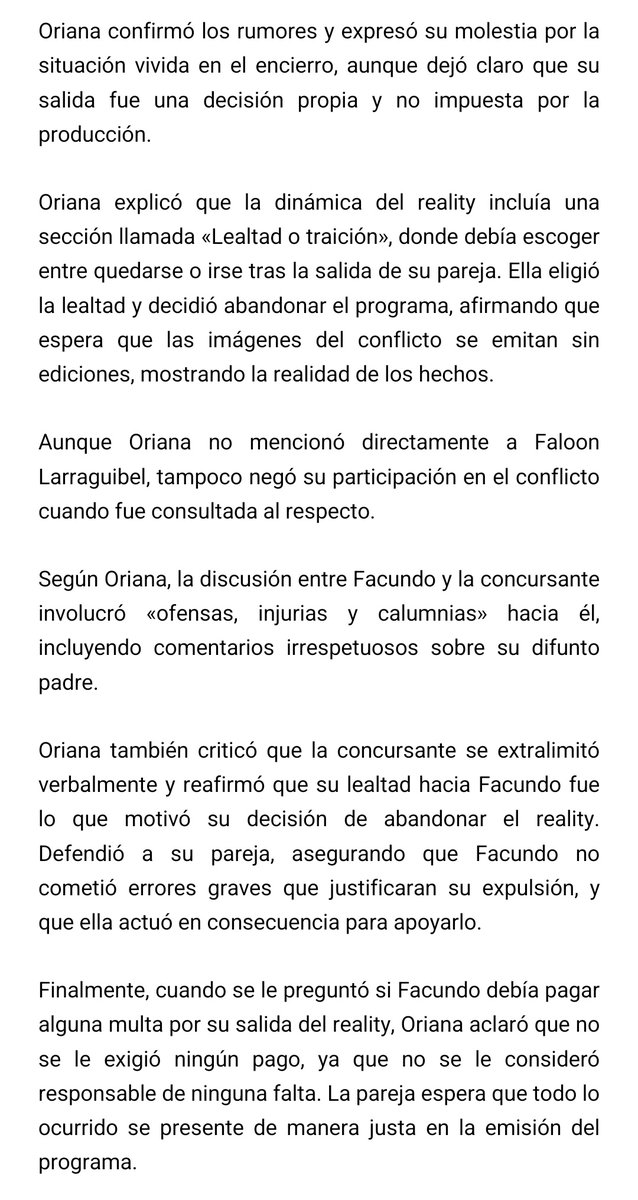 Entrevista a Oriana donde reveló los motivos de su renuncia en #PalabraDeHonor 💥

#GanarOServir #OrianaMarzoli #Orianistas