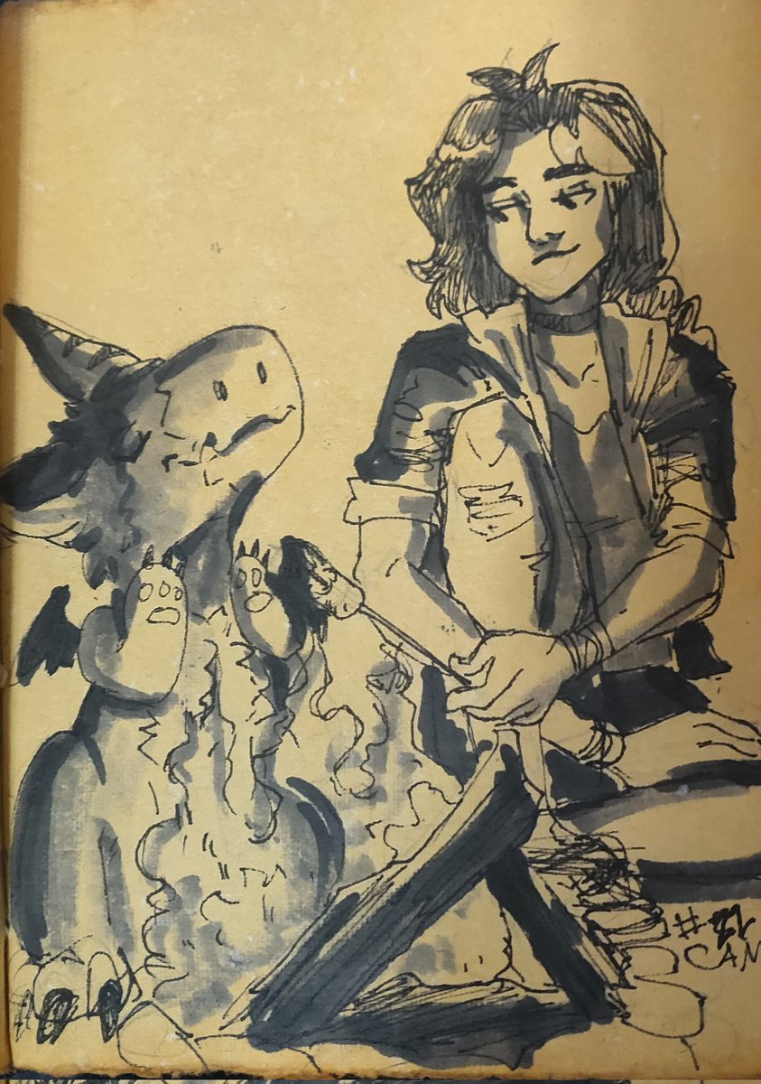 WhateverCryptid's tweet image. Dorumon can't be in charge of marshmallows he has tiny little kitty paws 
--- 
#inktober2024 #digimon #dorumon 
---