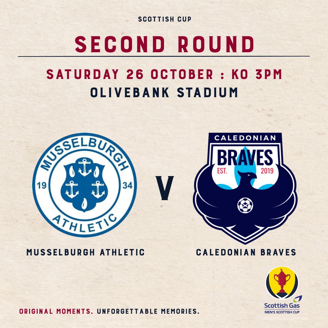 MusselburghAth's tweet photo. Saturday’s all important Matchday info:

📆 26/10/24
🆚 Caledonian Braves
🏆 Scottish Cup Second Round
🕒 15:00
📍 The Olivebank Arena

⬇️⬇️⬇️ https://t.co/KVXFYmIyz6
