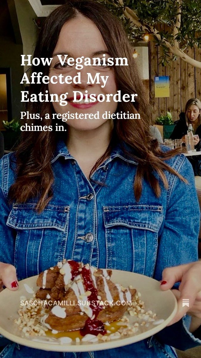 A personal story on veganism and eating disorder recovery on the newsletter today - with advice from vegan registered dietitian <a href="/TaylorWolframRD/">Taylor Wolfram</a> 

saschacamilli.substack.com/p/how-going-ve…