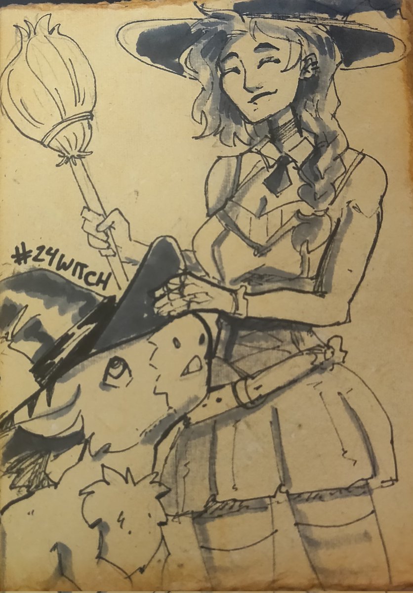 WhateverCryptid's tweet image. Trying on costumes! 
--- 
#inktober2024 #witch #digimon #dorumon 
---
