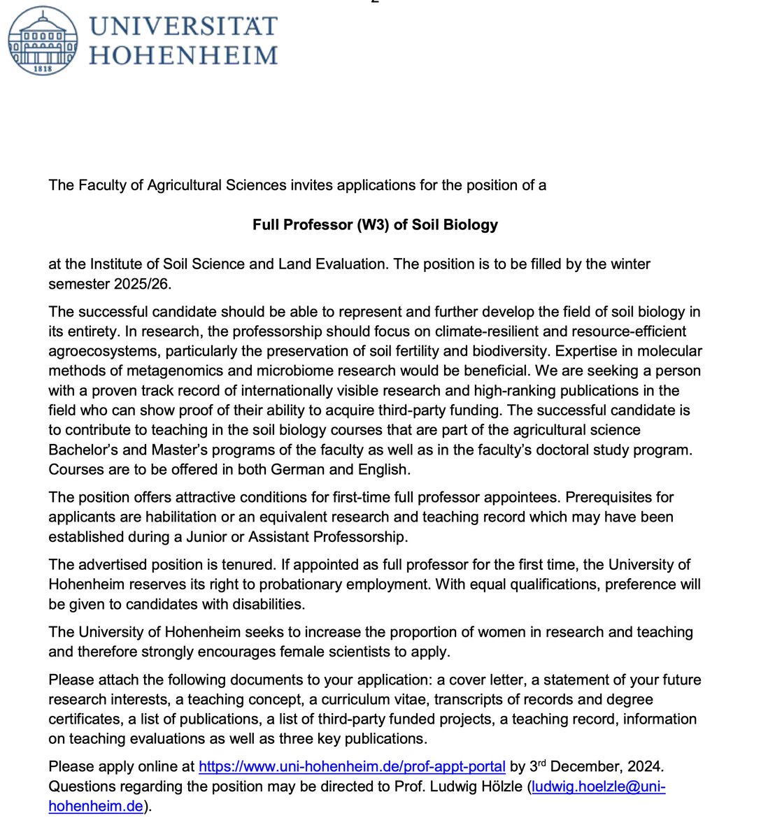 Molecular Microbiology (@commichaum) on Twitter photo Apply now for a full professorship in Soil Biology <a href="/UniHohenheim/">Uni Hohenheim</a>:
uni-hohenheim.de/en/prof-appt-p… Apply now for a full professorship in Soil Biology <a href="/UniHohenheim/">Uni Hohenheim</a>:
uni-hohenheim.de/en/prof-appt-p…