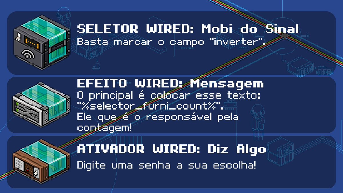 Gatucaria's tweet photo. É bem bobo e simples!
Aqui o código para copiar facilmente:  %selector_furni_count%

Algumas observações:
• Mobis de parede NÃO contam!
• Os wireds são contabilizados também mesmo se forem ocultados! https://t.co/bkkNF4bpj1