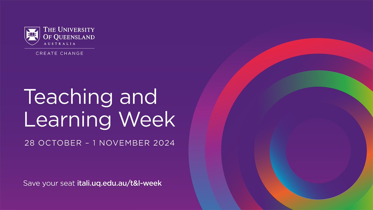🥁Teaching and Learning Week kicks off next Monday!   Be sure to check out the program and register at itali.uq.edu.au/events/teachin…

#UQT&amp;LWEEK24 #UQITALI