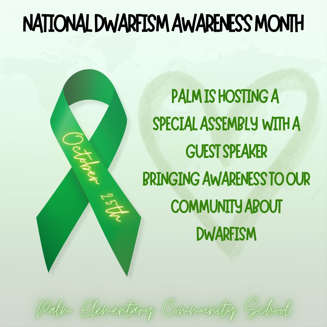 Palm is hosting a special assembly tomorrow on National Dwarfism Awareness Day to bring awareness to our community about dwarfism.  We welcome our special guest and the positive message she will bring to Palm! #nationaldwarfismawarenessday #palmcommunityschool #proudtobeHLPUSD