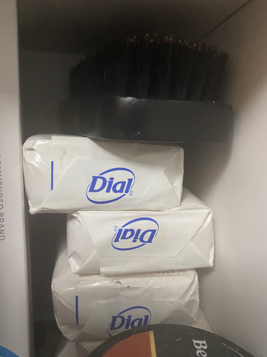 BroderickTaylor's tweet photo. @chickmcgee1 so. I was looking at the cabinet ready for bed. The wife has some Dial soap in there. One upside down. Couldn’t do anything but say “Dialing in Tokyo.” https://t.co/ygZ3IKrCrq