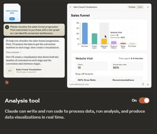 Adyseku's tweet image. New feature for Claude that lets you write and run code in real-time: ANALYSIS TOOL
#AI #RealTimeCoding
