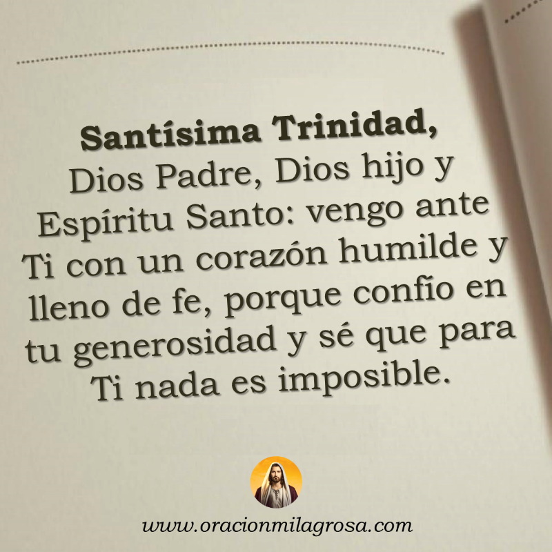 oracion_milagro's tweet photo. ORACIÓN A LA SANTÍSIMA TRINIDAD PARA CAUSAS IMPOSIBLES: Haz esta oración para entregar tus necesidades a Dios Padre, Hijo y Espíritu Santo y pídele a la Santísima Trinidad que te ayude a vivir en paz, salud, prosperidad y bienestar.

Haz esta oración en: https://t.co/otKYeaZWYr