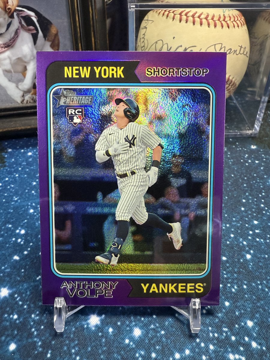 XennialCards's tweet photo. Who wants this chrome Volpe sp purple Heritage RC? Since he punked Maikel Garcia, I'm over him. So it's someone's who comments, follows, and likes. I'll random a winner at the end of the 3rd of game 2 on Saturday. I'll even ship it for free.

#thehobby #volpe #yankees #giveaway https://t.co/oIsoRr3jP5
