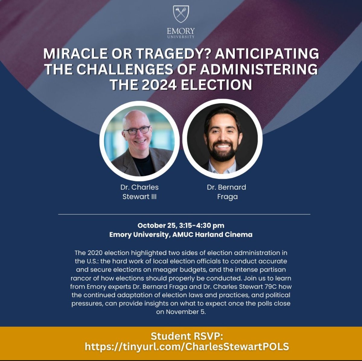 Emory Political Science (@emorypolisci) on Twitter photo Join us tomorrow at 3:15 in Harland Cinema for a conversation with <a href="/cstewartiii/">Charles Stewart III</a> and <a href="/blfraga/">Bernard L. Fraga</a>! <a href="/EmoryAlumni/">Emory Alumni</a> Join us tomorrow at 3:15 in Harland Cinema for a conversation with <a href="/cstewartiii/">Charles Stewart III</a> and <a href="/blfraga/">Bernard L. Fraga</a>! <a href="/EmoryAlumni/">Emory Alumni</a>