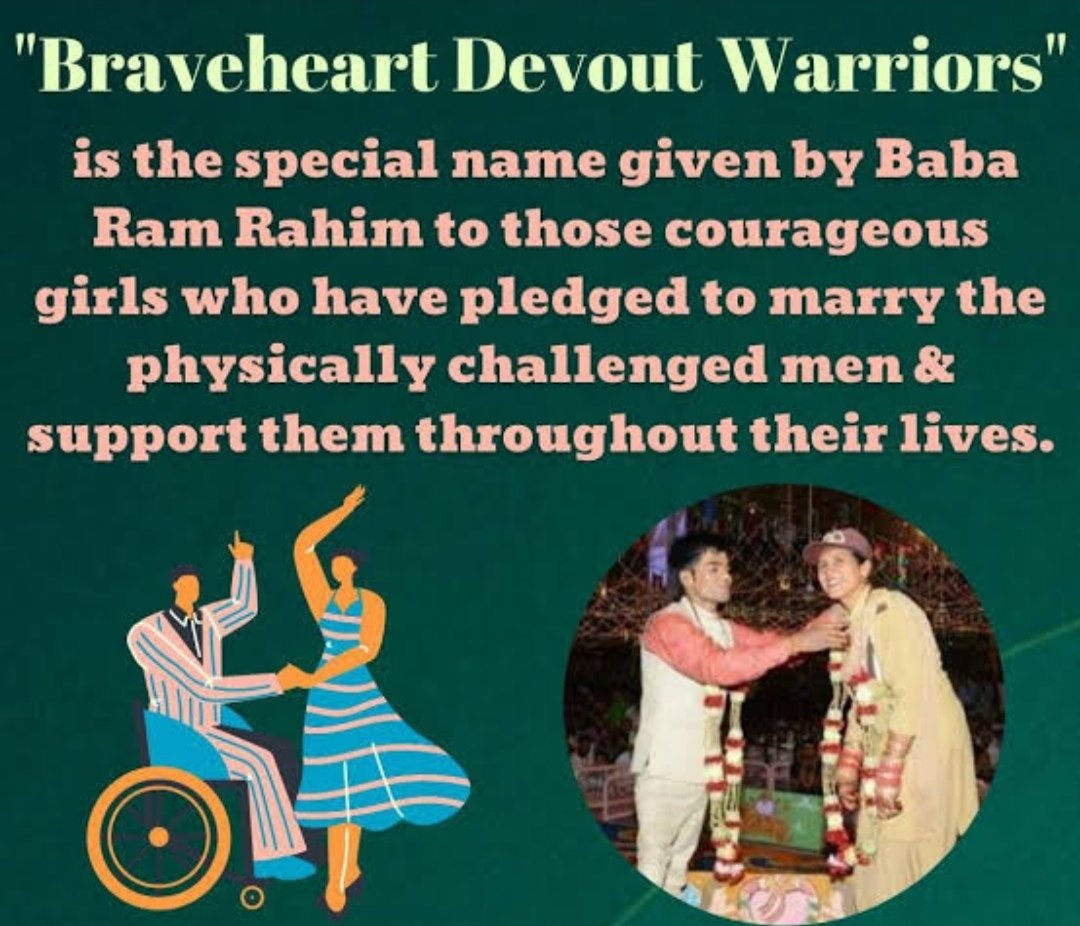 neha_educator's tweet image. In this orthodox society, getting a well settled and an ideal life partner for a physically challenged person.These girls are the well settled volunteers of Dera Sacha Sauda who have come forward to marry a physically challenged person.Source Saint Dr MSG Insan  #BraveheartWomen