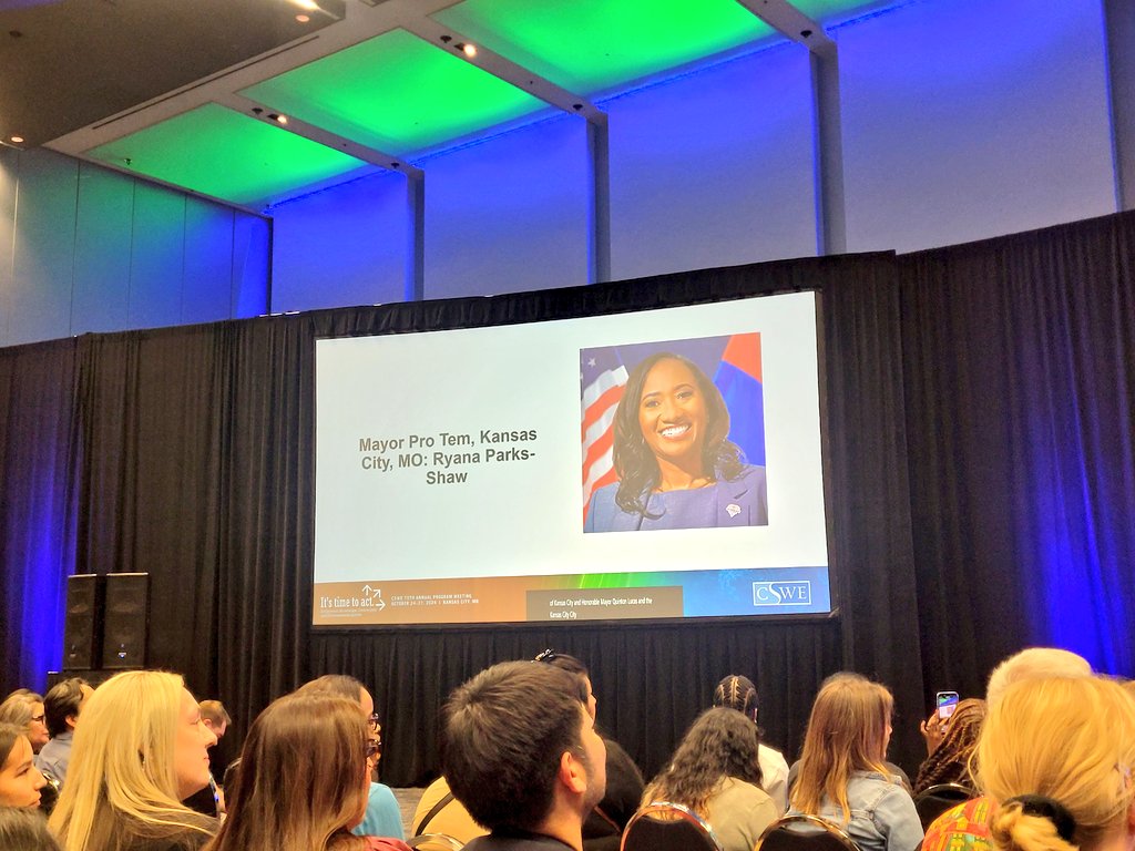 realsocialwork's tweet image. @KansasCity Mayor Pro Tem @Ryana4KC welcomed the 70th @CSocialWorkEd APM guest to the city. #CSWE2024 #SocialWork