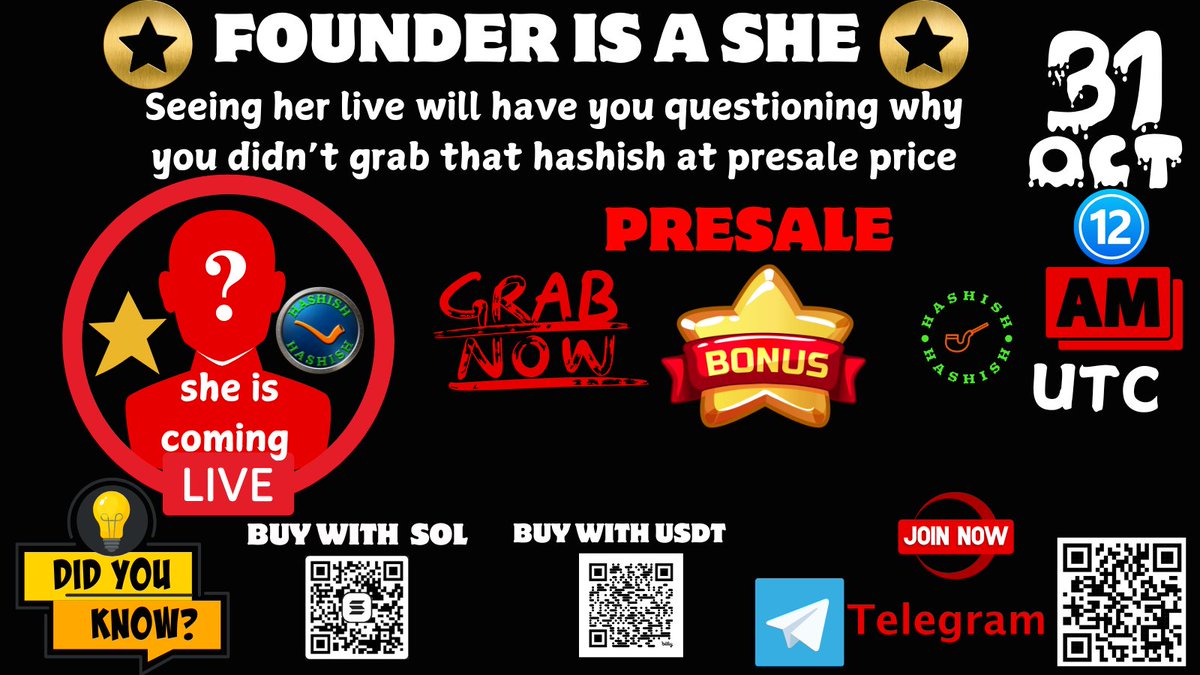 The founder is a she, and by the time you figure it out, hashish will be soaring—leaving you with regrets!

 #Hashish #Solana #memecoin #Web3 #420fam #NFT #DeFi