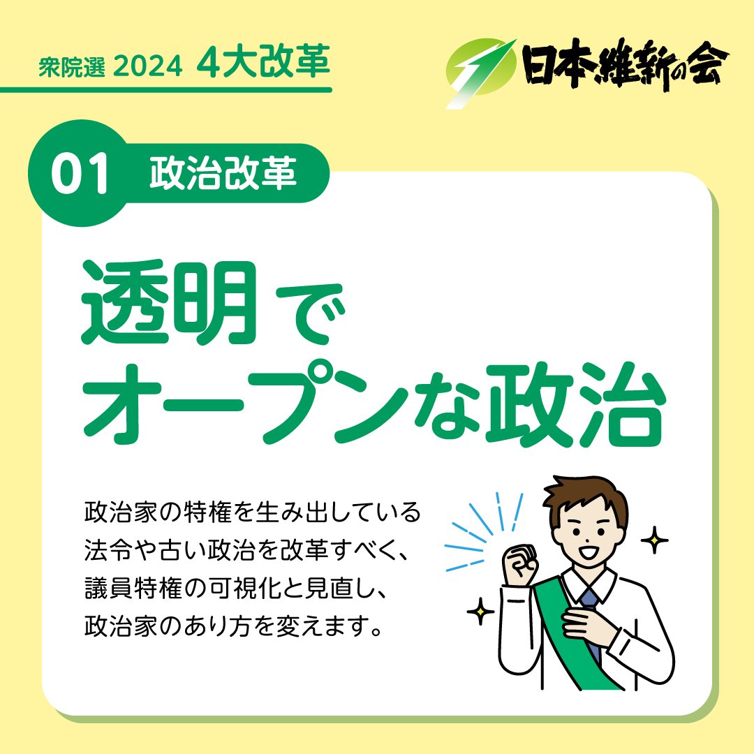 ◤ 投票前 これだけチェック ◢|| その② 👉維新が掲げる #4大改革