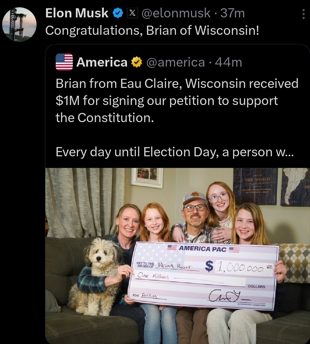 TaraBull's tweet photo. Elon Musk is changing everyday American lives with his America PAC giveaways. Think about what this will do for those girl's future. Thank you Elon! 🇺🇲🫡 https://t.co/M2cexSqijj