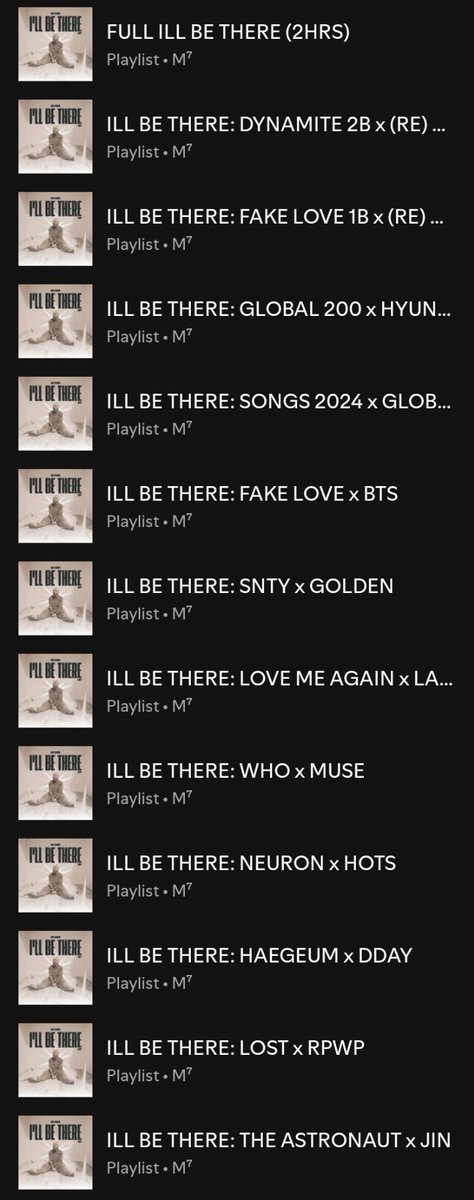 kimjkxs's tweet image. — 🎧 | Playlists enfocadas en I'LL BE THERE de #Jin en Apple Music y Spotify (nocturnas + cortas + miembros + 1B + 2B). Abajo encontrarán el detalle de cada una de las playlists. 🤍✨️

JIN IS COMING
ILL BE THERE IS COMING

+ playlists (↓) | #Jin_IllBeThere #Jin_Happy