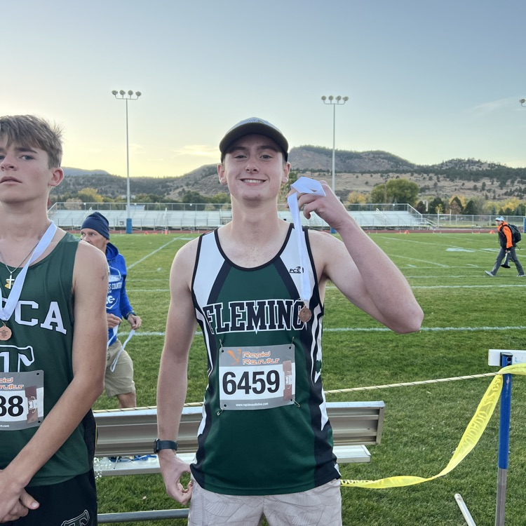 HolyokeRe1J's tweet photo. Congratulations to Teagan Martin and Jared Betley (Fleming) for qualifying to run in the  State Cross Country meet 11/2 in Colorado Springs. Teagan and Mason Sprague ran with Fleming this year. Teagan finished 10th, Jared 14th, &amp; Mason 62nd out of 82. The team finished 6th. https://t.co/odOijynUIZ