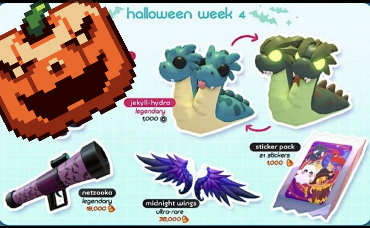 JEKYLL👻HYDRA👻GWY! ☝🏼1 Winner! 

PLUS~ 1 Person will Win, 1 of each of the other items pictured! Netzooka, Wings &amp; Sticker Pack!

Follow💕Me~ RT~ &amp; Comment “Hyde”!
Bonus- Tag some1! 

#adoptmegiveaways #adoptmegw #adoptmegws #adoptmegiveaway #AMTrading #adoptmetrading #adoptgwys