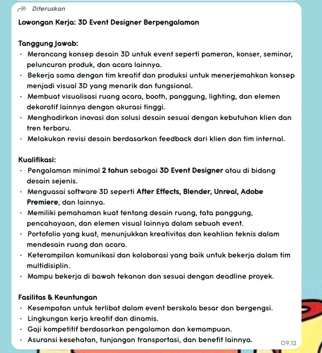 DeraOyy's tweet photo. Setelah sekian lama bersama si dia pergi..
Diri ini pun harus mencari kandidat baru
Kirim CV dengan subjek posisi yg dilamar ke
: syahcreativeindonesia@gmail.com
CC : mincot @hrdbacot
#lokercot #infojkt #lokercot https://t.co/HNagSncE7W