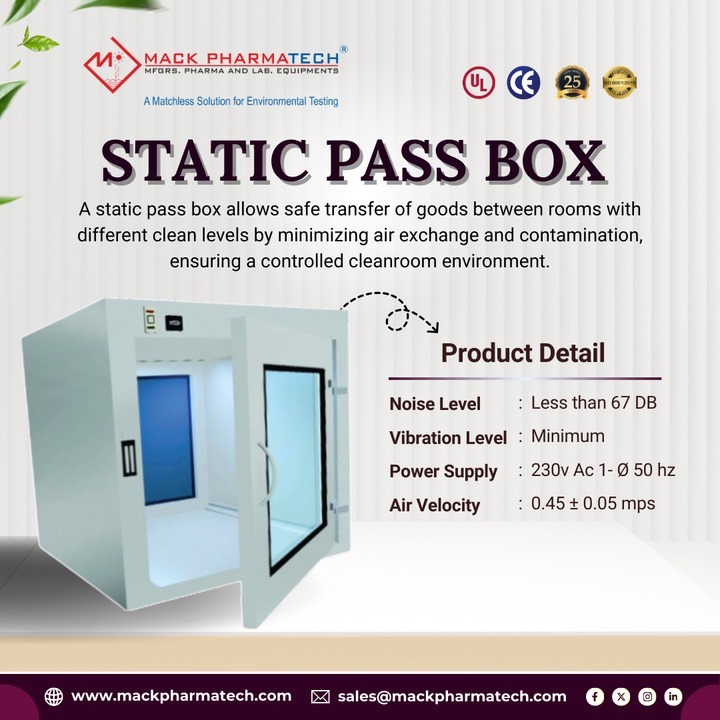 mackpharmatech's tweet image. Designed for reliability, built for precision. Mack Pharmatech’s Static Pass Box is a game-changer in contamination prevention for pharma industries.
#StaticPassBox #PharmaIndustry #CleanroomTechnology #PharmaceuticalProduction #ContaminationControl #PharmaSafety #Mackpharma
