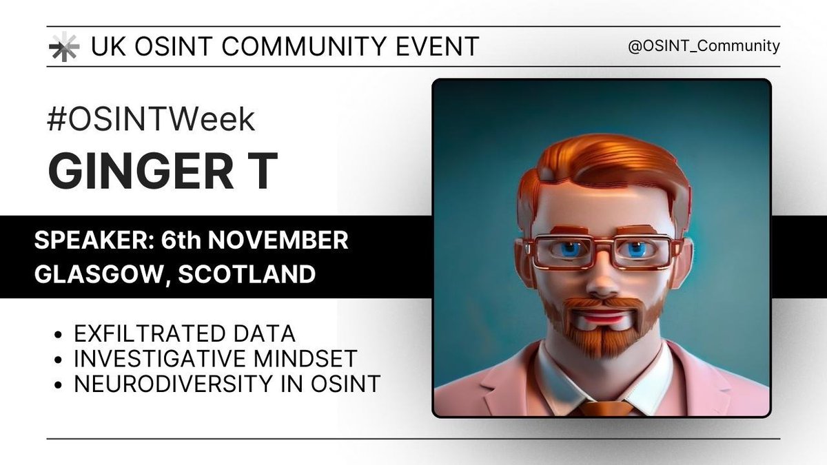 Ginger T (@cqcore) on Twitter photo I am looking forward to meeting and presenting to the UK #OSINT community in #Glasgow 6th November. <a href="/OSINT_Community/">UK OSINT Community</a> #Neurodiversity I am looking forward to meeting and presenting to the UK #OSINT community in #Glasgow 6th November. <a href="/OSINT_Community/">UK OSINT Community</a> #Neurodiversity