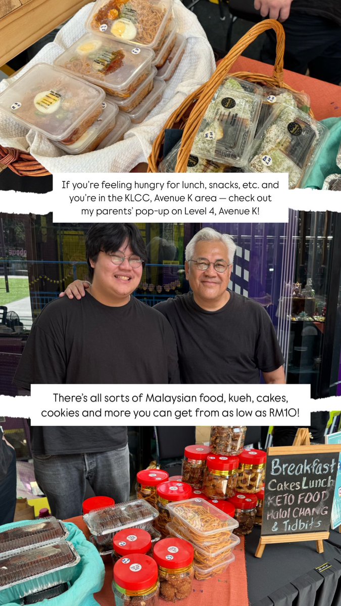 SharmineIshak's tweet photo. Foodie alert, help RT! ‼️

If you’re in Avenue K, head over to Level 4 and grab some Malaysian food from my parents’ booth! We’re Crossroads Cheesecakes and we have delicious eats from as low as RM10! 😋 

Every purchase also sees 20% donated to Kiwanis TTDI for a good cause. https://t.co/2VshMLczBC