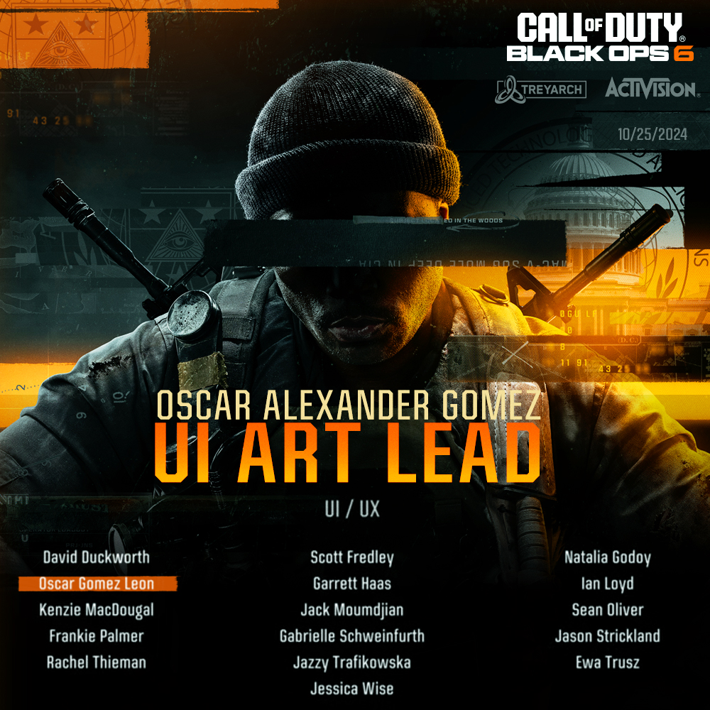 oscaraxlen's tweet photo. Call of Duty: Black Ops 6 is finally here, and I can share it with the world.

This is a very special moment in my career, thanks to the support, guidance, and hard work of the entire team to make it possible.

I hope you enjoy it as much or as much as I did working on it. https://t.co/LZWvRAj9Cr