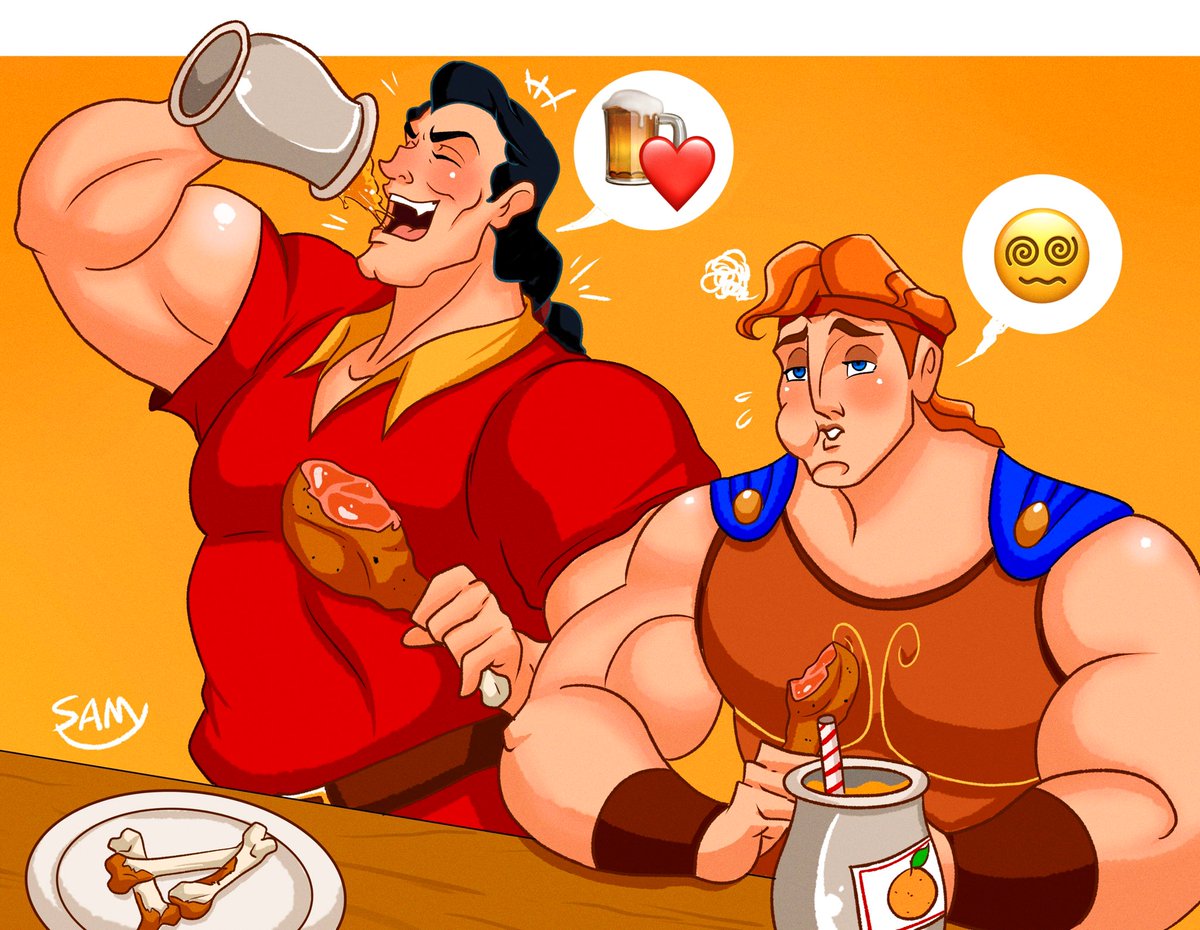 ガストンVSヘラクレスが、ガストン&amp;ヘラクレスに、そしてヘラクレスを応援するガストンとなっているのです…!🍻💪 