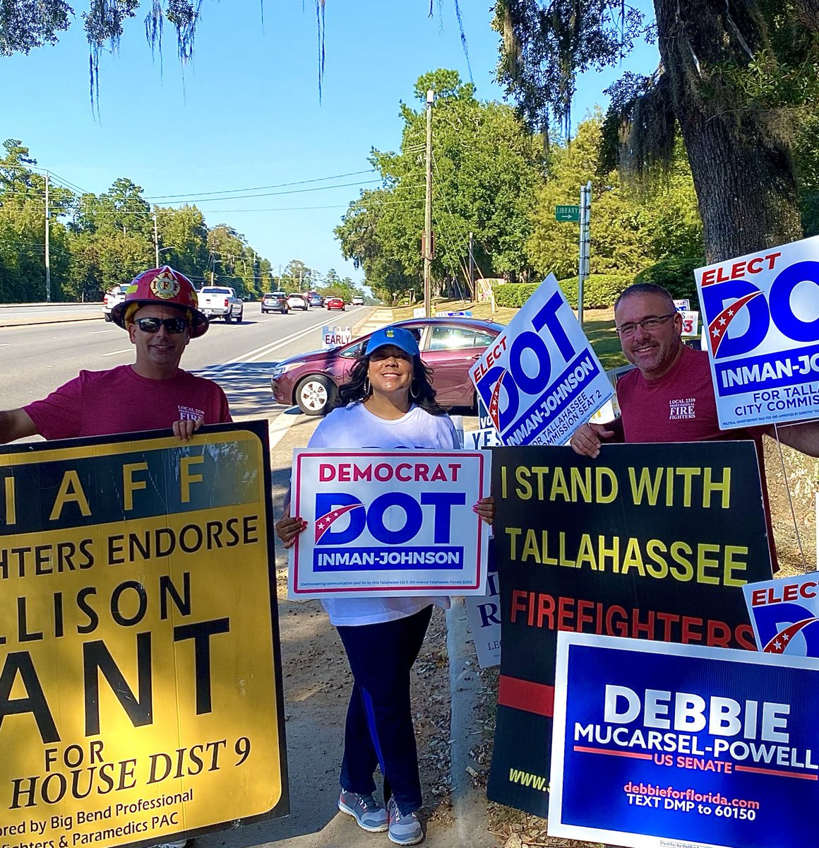 DrSandraManning's tweet photo. Day 4 of early voting at the NE Library was fantastic! I enjoyed waving to Dot’s supporters with Tallahassee Firefighters! Let’s keep the enthusiasm and momentum going! #Dot4TFD #Dot4Tally #Dot4U https://t.co/2euf6a2wz1