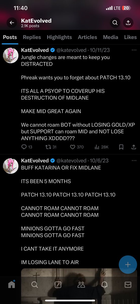katevolved's tweet image. THEY ARE FIXING MID LANE THIS IS NOT A DRILL YOU WILL NO LONGER BE LOCKED INTO 20 MINUTES OF FARMING WATCHING YOUR TEAM WIN OR LOSE