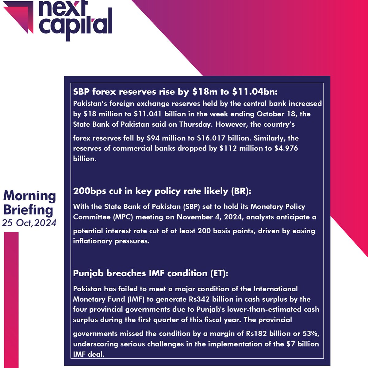 NextCapitalLtd's tweet image. Morning Briefing For October 25, 2024
#Nextcapital #NextResearch