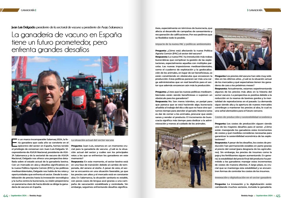 AsajaNacional's tweet image. 🐄 "La ganadería de vacuno en España tiene un futuro prometedor, pero enfrentamos retos como la PAC y los precios del ganado", señala Juan Luis Delgado en nuestra última edición. #Ganadería #Vacuno #Asaja @AsajaSalamanca

ow.ly/RBON50TC20i