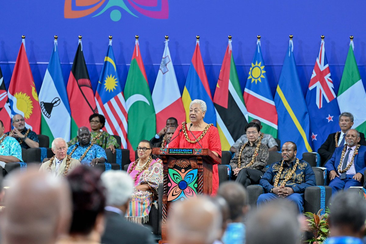 Vice President His Excellency Uz <a href="/HucenSembe/">Hussain Mohamed Latheef</a> attends the opening ceremony of the Commonwealth Heads of Government Meeting #CHOGM2024. Prime Minister of Samoa, Hon. Fiamē Naomi Mata’afa officially welcomed delegates to the CHOGM. The Vice President participated in the official