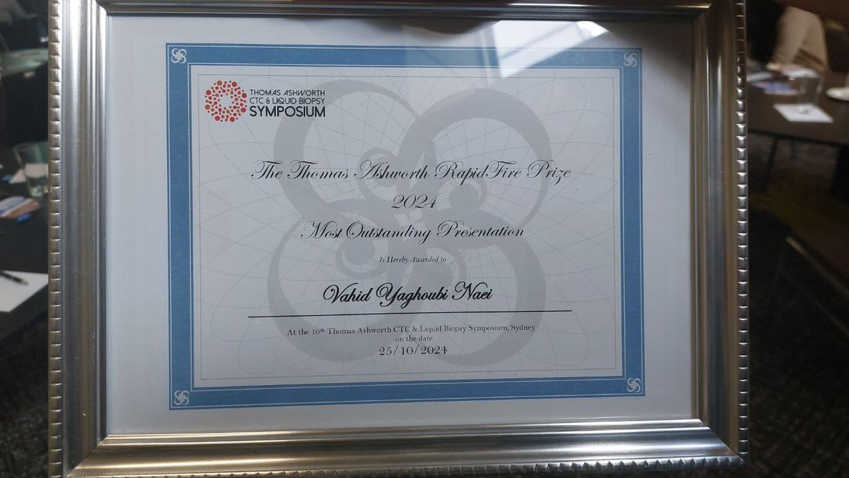 Majid Ebrahimi Warkiani (@majidew) on Twitter photo Many congratulations to our talented PhD student for getting the most outstanding presentation award during the <a href="/tasliquidbiopsy/">Thomas Ashworth CTC and Liquid Biopsy Symposium</a> Symposium! 🎉🏆 #TAS2024 #AcademicExcellence #ProudMoment
<a href="/aruthak/">Arutha K</a>
<a href="/UTSFEIT/">UTS Faculty of Engineering and IT</a>
<a href="/UTSResearch/">UTS Research</a>
<a href="/TRI_info/">Translational Research Institute</a>
<a href="/KevinSpring20/">Kevin Spring</a> Many congratulations to our talented PhD student for getting the most outstanding presentation award during the <a href="/tasliquidbiopsy/">Thomas Ashworth CTC and Liquid Biopsy Symposium</a> Symposium! 🎉🏆 #TAS2024 #AcademicExcellence #ProudMoment
<a href="/aruthak/">Arutha K</a>
<a href="/UTSFEIT/">UTS Faculty of Engineering and IT</a>
<a href="/UTSResearch/">UTS Research</a>
<a href="/TRI_info/">Translational Research Institute</a>
<a href="/KevinSpring20/">Kevin Spring</a>