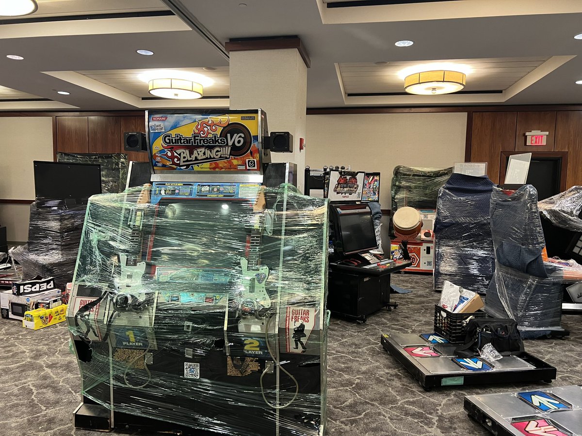 aVideoGameCon's tweet photo. We are getting the gaming set up for an exciting time at @DerpyCon 2024. Come join us for classic console games, @Origin_Of_Playโs competitive play & @SavePointMD for arcade fun! #derpycon #derpycon2024 #avgc #avideogamecon #originofplay #savepoint #newjersey #arcade #consoles https://t.co/l3ZFfOR9Cx