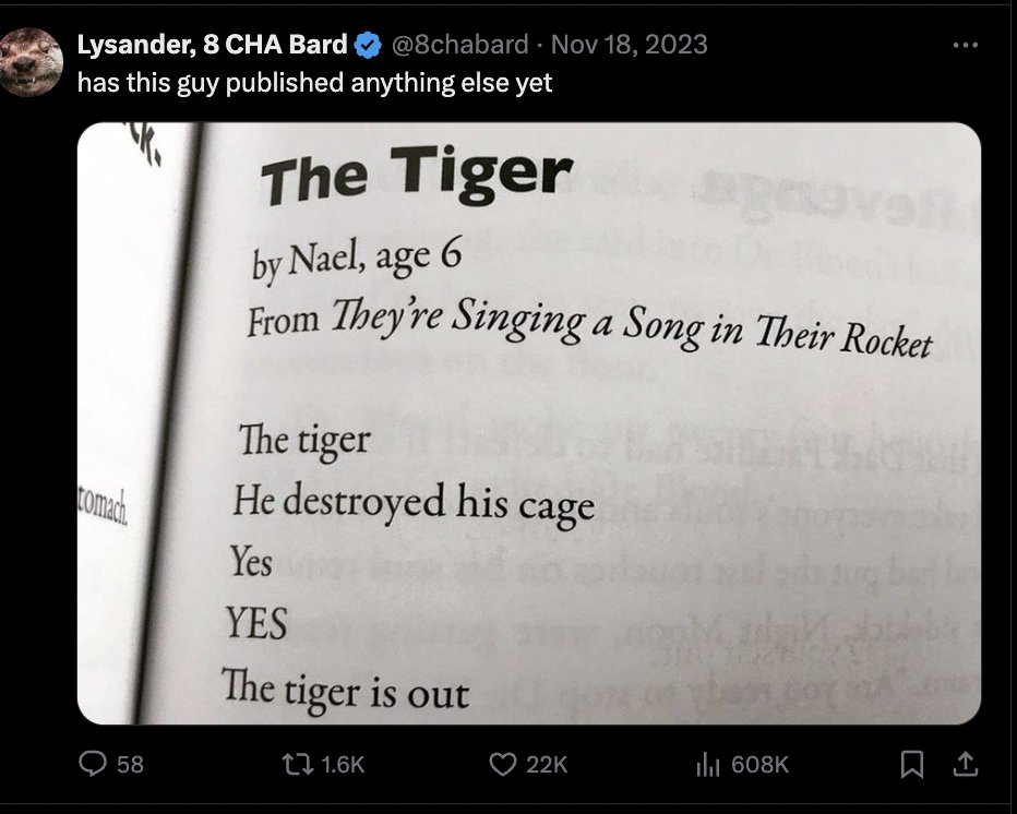 Lysander, 8 CHA Bard tweet media