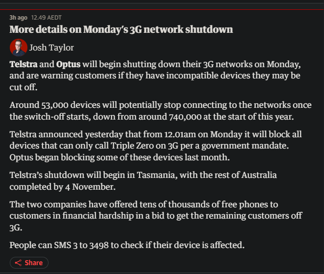 NobodyInPoverty's tweet image. More details on Monday’s 3G network shutdown
theguardian.com/australia-news…
