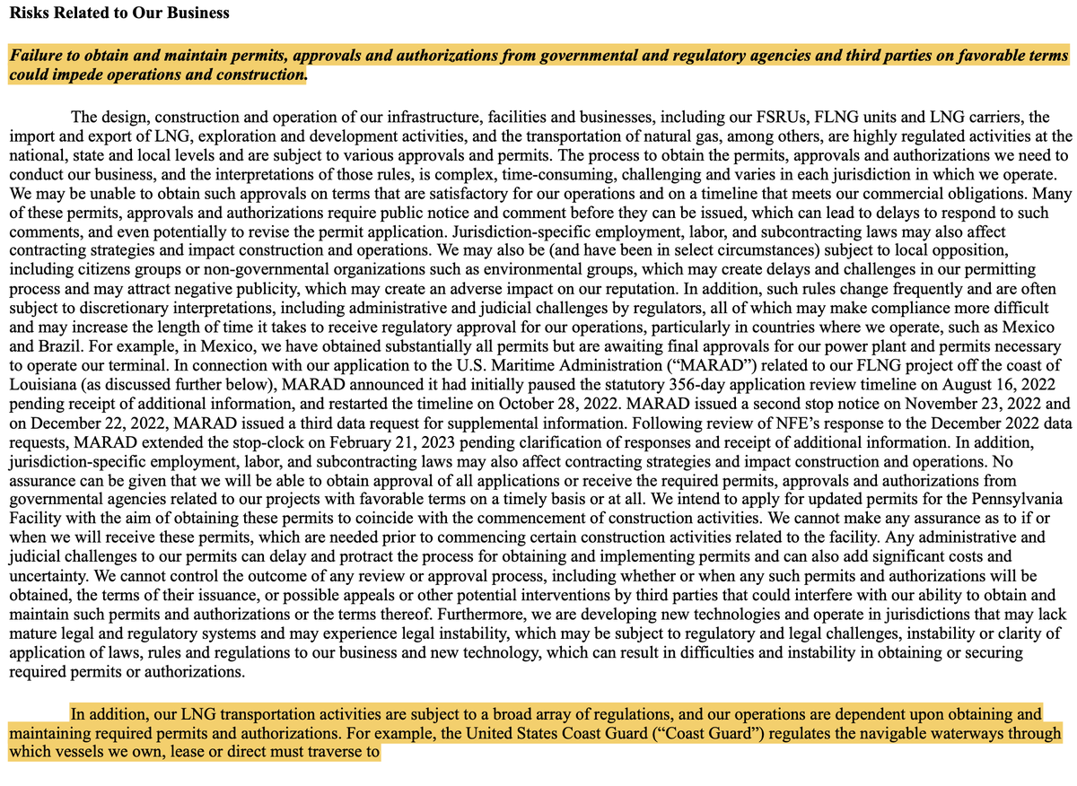 JBalmaceda787's tweet photo. 1/4 In filings before the SEC, New Fortress Energy confirms what was previously reported by @cynthia_lope: the US Coast Guard has warned NFE that some vessel operations in #PuertoRico are in violation of applicable requirements, which may lead to fines/operational restrictions. https://t.co/bZB2WyiUw4
