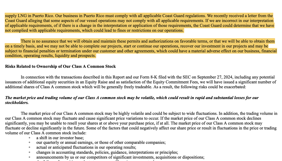 JBalmaceda787's tweet photo. 1/4 In filings before the SEC, New Fortress Energy confirms what was previously reported by @cynthia_lope: the US Coast Guard has warned NFE that some vessel operations in #PuertoRico are in violation of applicable requirements, which may lead to fines/operational restrictions. https://t.co/bZB2WyiUw4