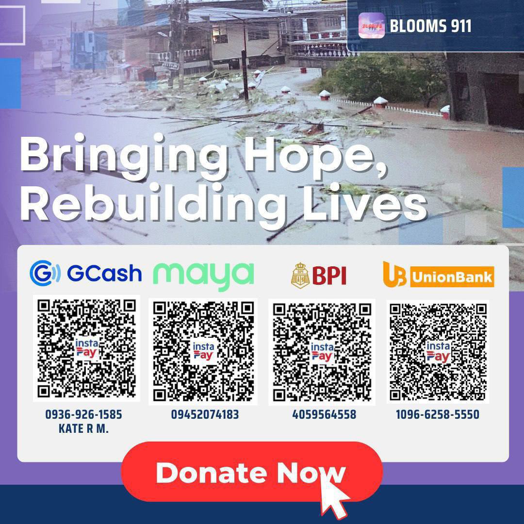 mariel_1001's tweet image. 📣 #BLOOMS911 DONATION DRIVE 📣

Hi! Blooms 911 are still organizing a donation drive, and all the contributions will go directly to the victims of the typhoon #KristinePH. The drive is open until the weekend and can extend if needed. Thankyou!