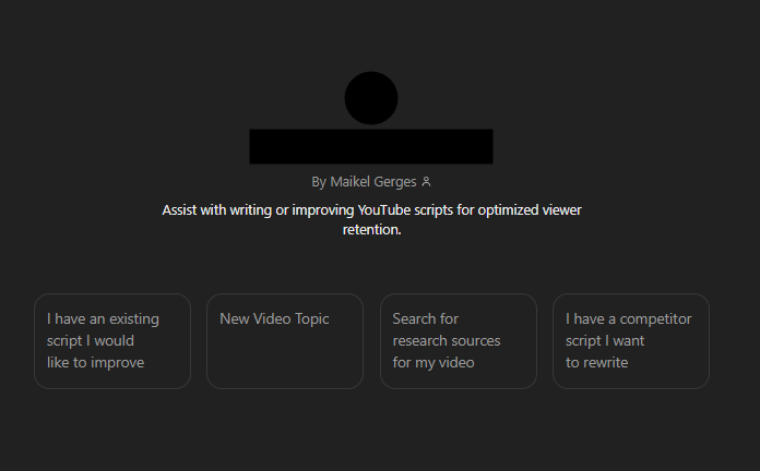 SandManGerges's tweet photo. I just made a custom GPT that allows you to write Viral YouTube scripts.

All you have to do is attach a video transcript you want it to emulate.

• Like this
• Comment "Viral" 
&amp; I'll DM you full access.

(Must be following so I can DM)

Deleting soon https://t.co/pSKUKwHZhh